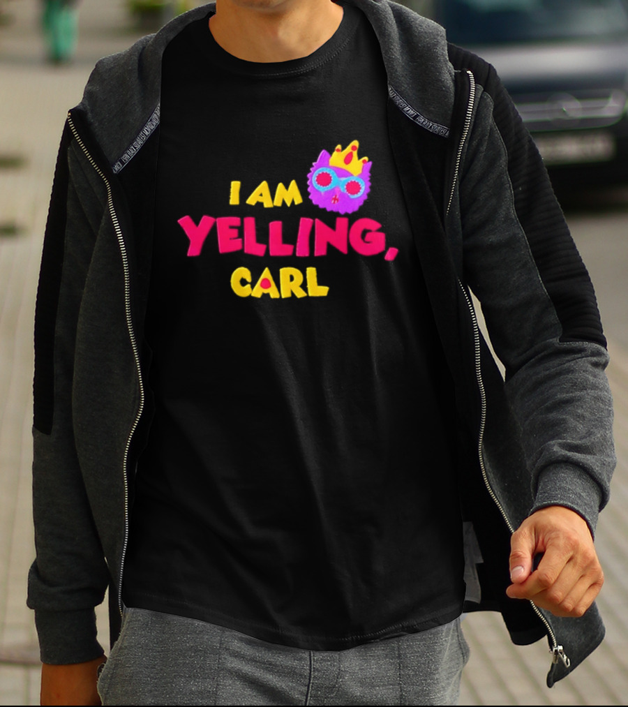 I Am Yelling Carl Cat Meme Colorful Crown Glasses T-Shirt