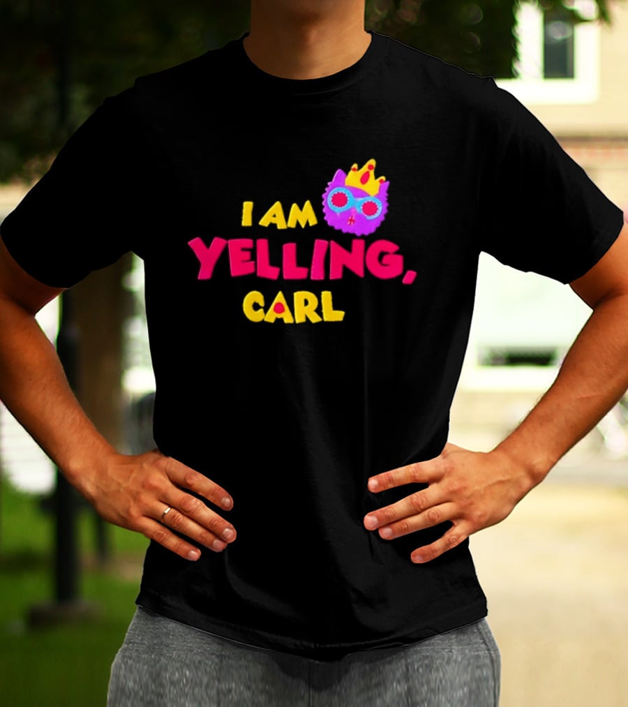 I Am Yelling Carl Cat Meme Colorful Crown Glasses T-Shirt