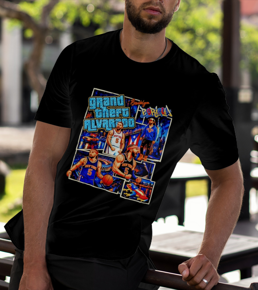 Brooklyn Boricua NY Knicks Grand Theft Alvarado T-Shirt