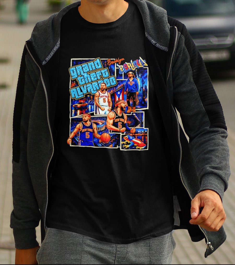 Brooklyn Boricua NY Knicks Grand Theft Alvarado T-Shirt