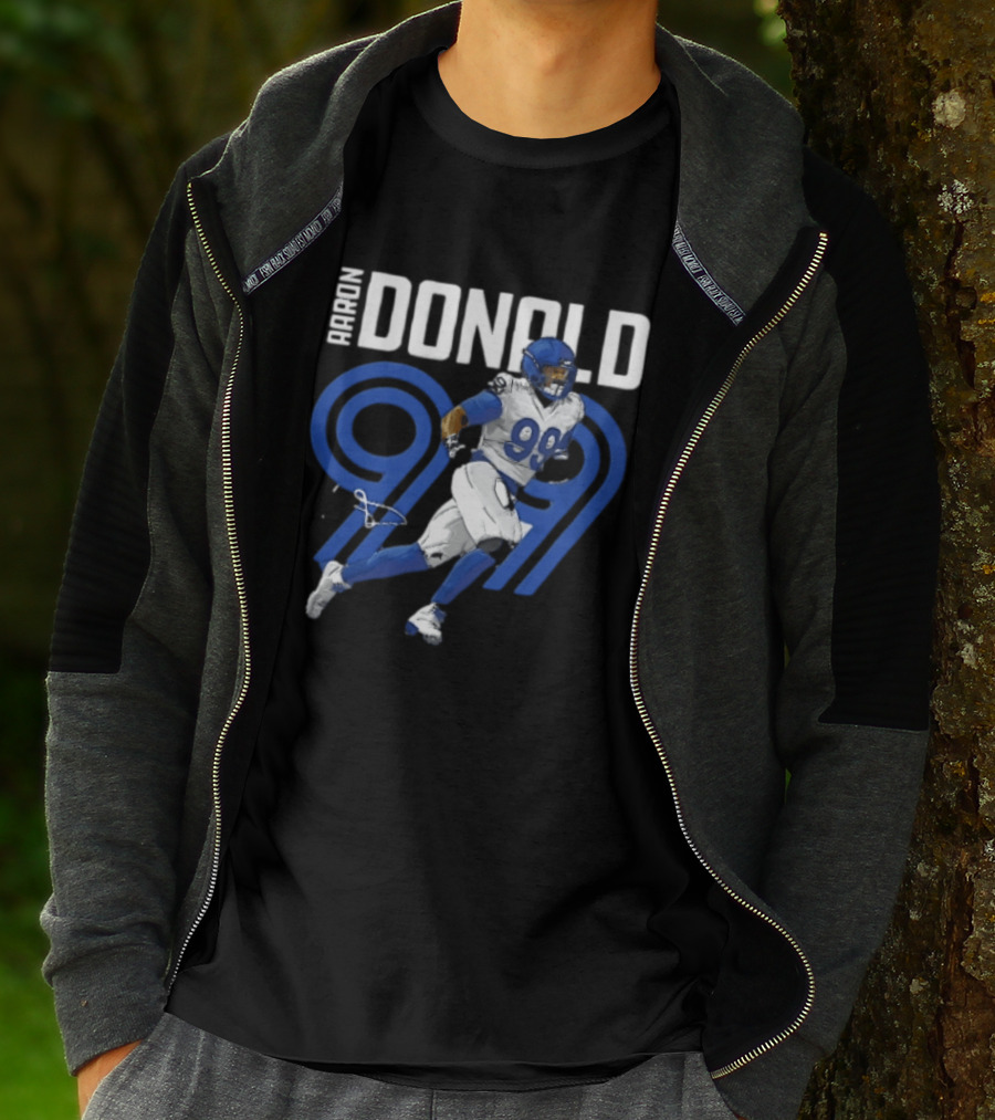 Los Angeles Rams Aaron Donald 99 Blue Running Player T-Shirt