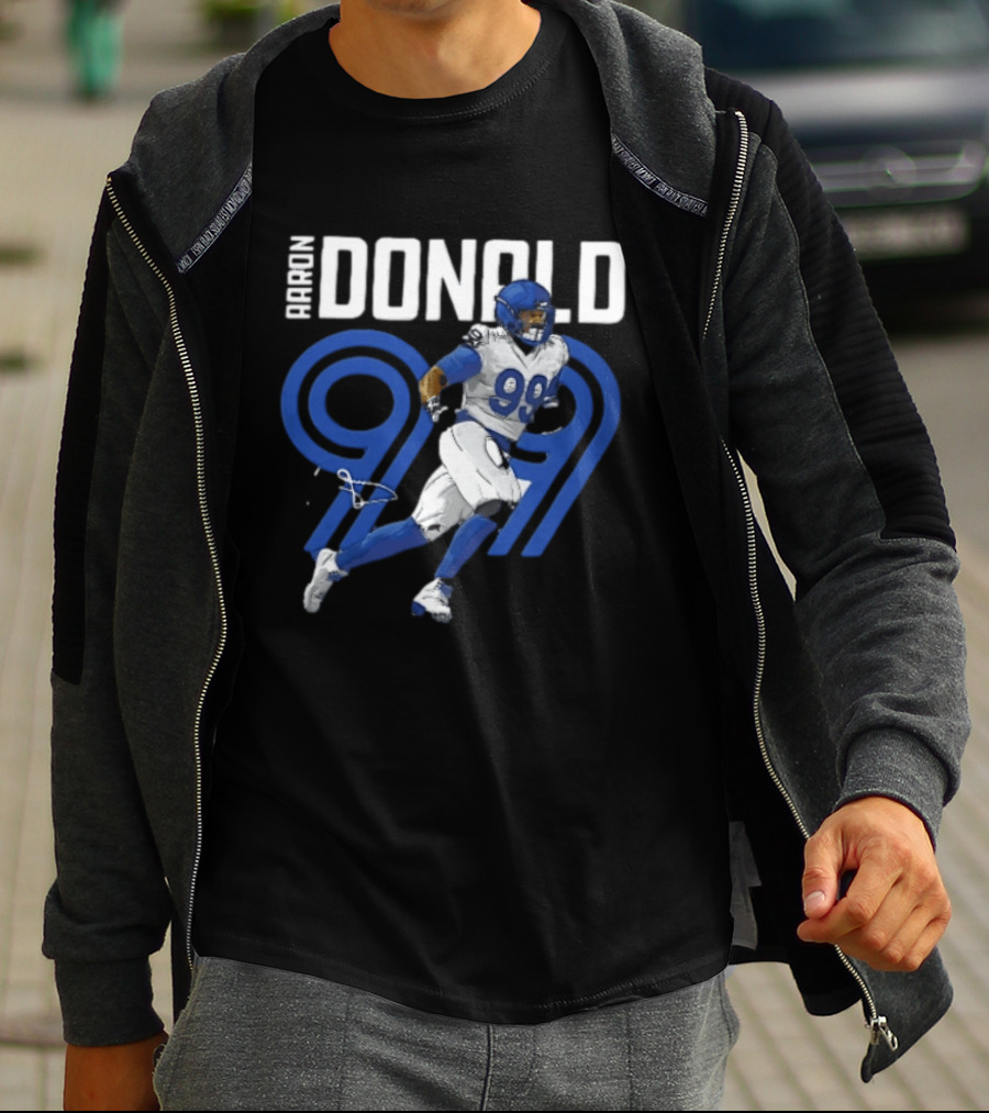 Los Angeles Rams Aaron Donald 99 Blue Running Player T-Shirt