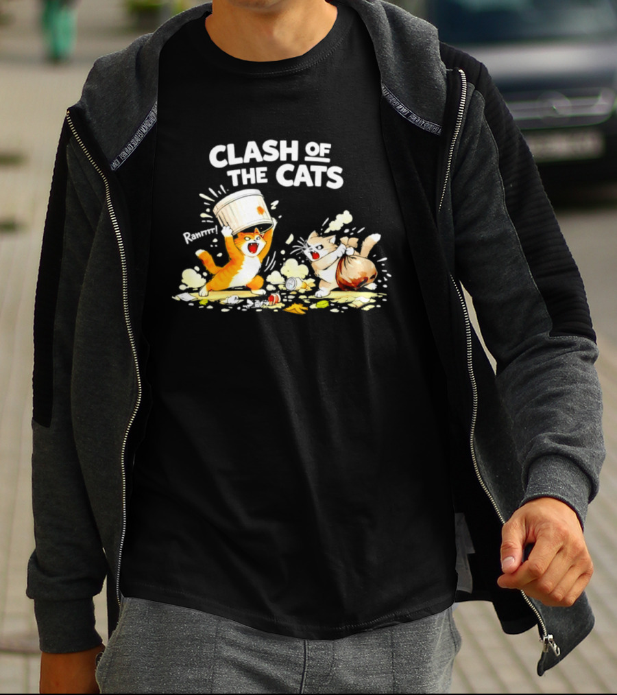 Clash Of The Cats Funny Fighting Kittens Playful Chaos T-Shirt