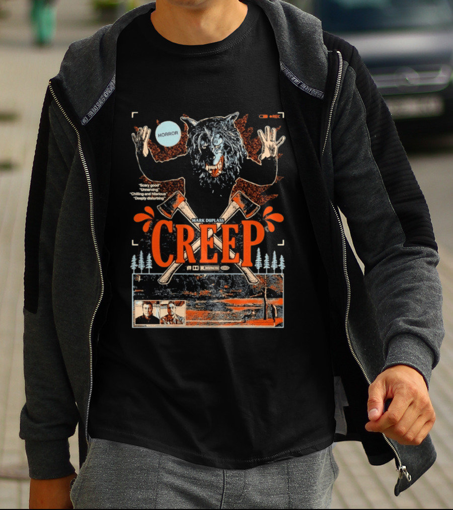 Creep Mark Duplass Horror Movie With Wolf Axe And Trees T-Shirt