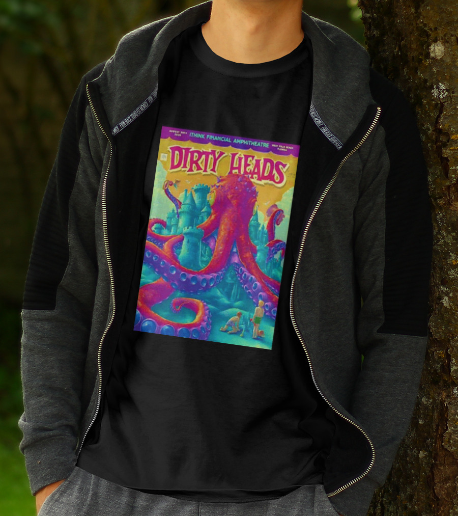 Dirty Heads August 30th 2026 IThink Financial Amphitheatre West Palm Beach Colorful Octopus And Castle T-Shirt