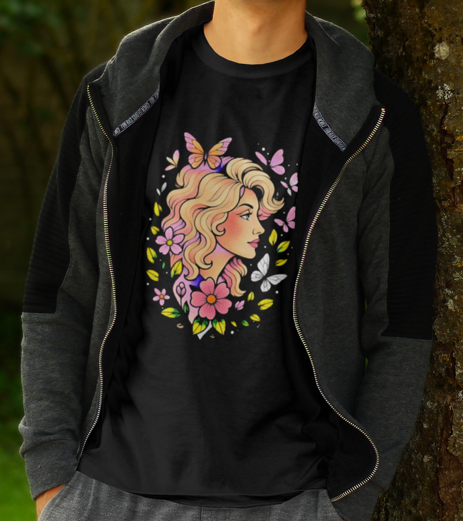 Dolly Parton Floral Butterfly Country Music T-Shirt