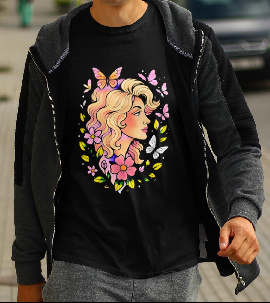 Dolly Parton Floral Butterfly Country Music T-Shirt