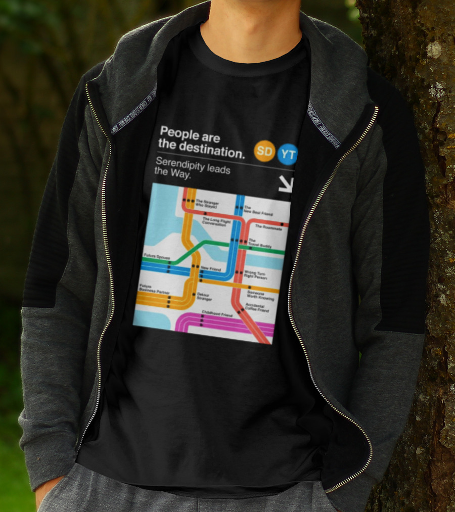 Seek Discomfort Serendipity Leads The Way People Are The Destination Black T-Shirt