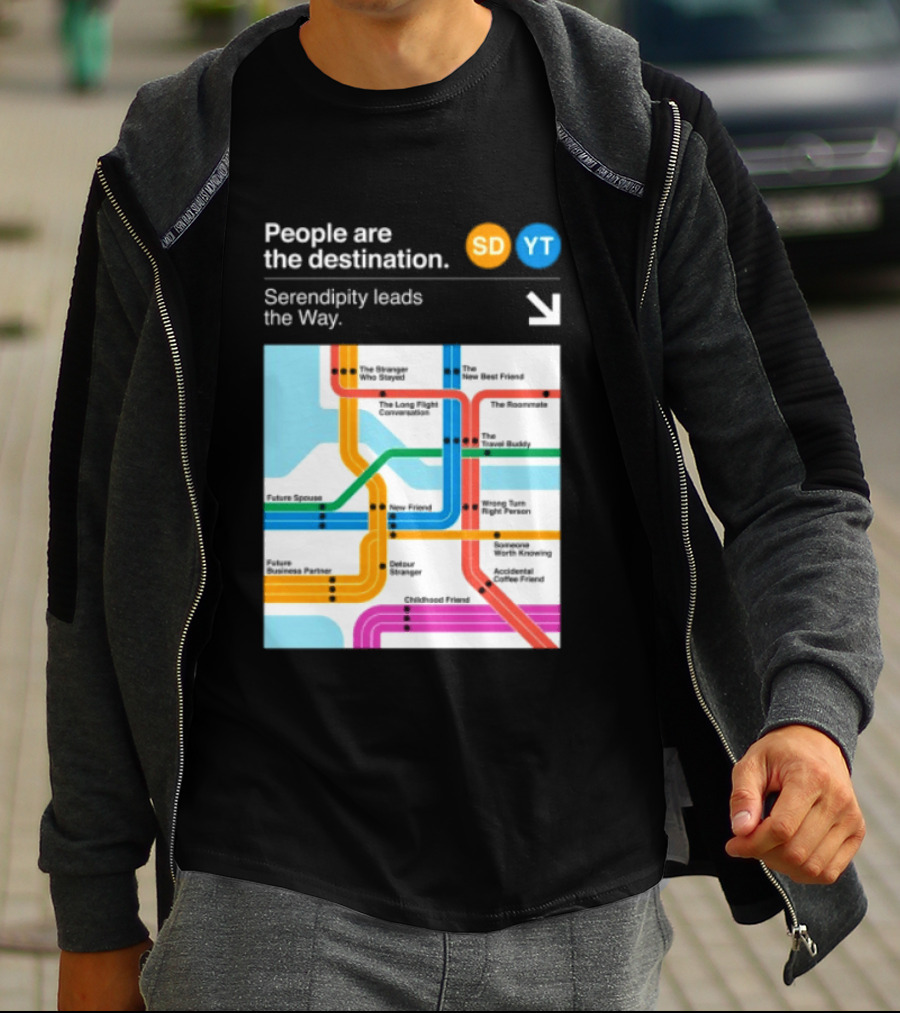 Seek Discomfort Serendipity Leads The Way People Are The Destination Black T-Shirt