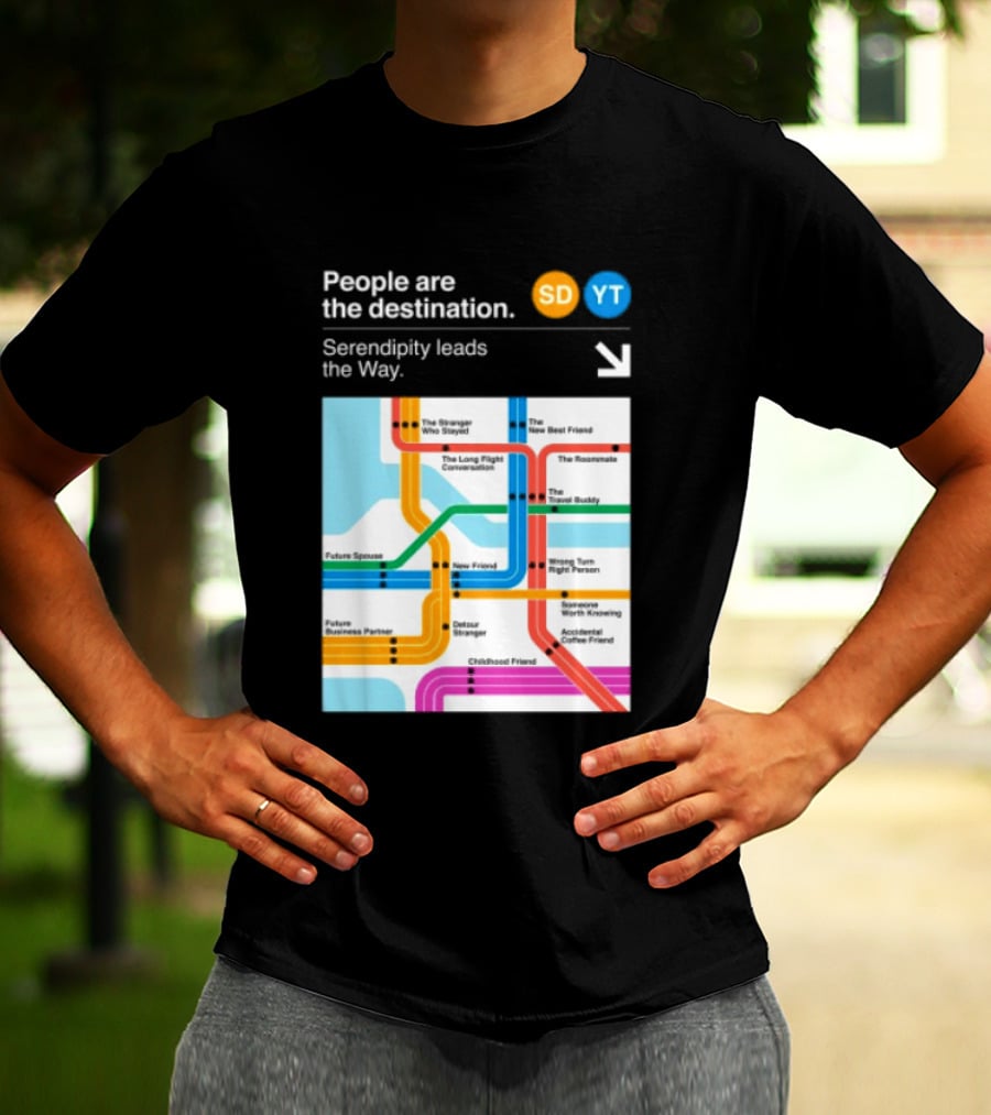 Seek Discomfort Serendipity Leads The Way People Are The Destination Black T-Shirt