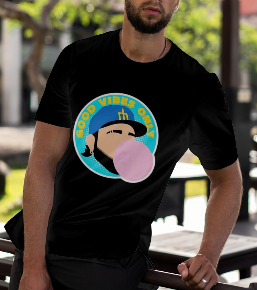 Seattle Mariners Eugenio Suarez Good Vibes Only 28 Baseball Bubblegum T-Shirt