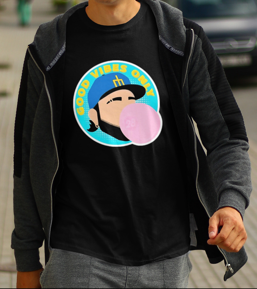Seattle Mariners Eugenio Suarez Good Vibes Only 28 Baseball Bubblegum T-Shirt