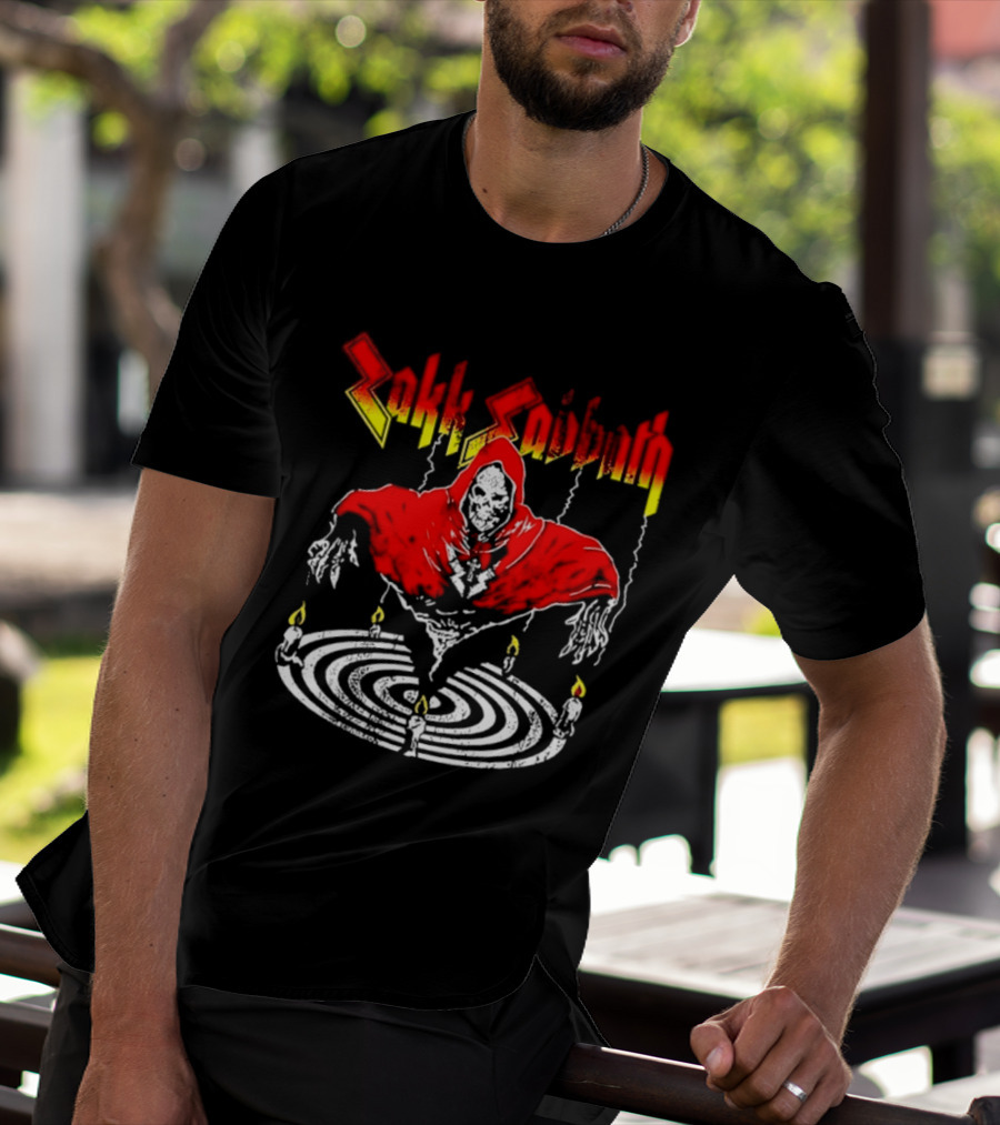 Zakk Sabbath Distressed Heavy Metal Red Ripped Robe Candles T-Shirt