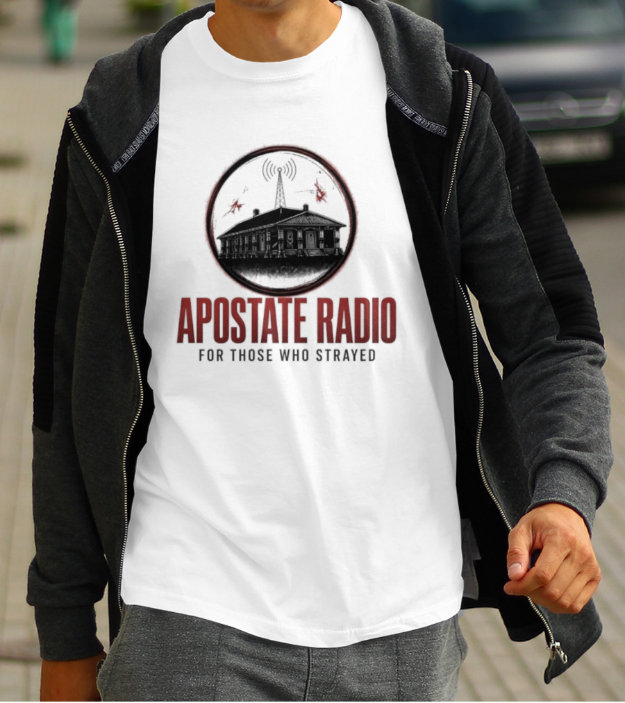 Apostate Radio For Those Who Strayed Podcast Broadcasting Symbolic Antenna And Flames T-Shirt