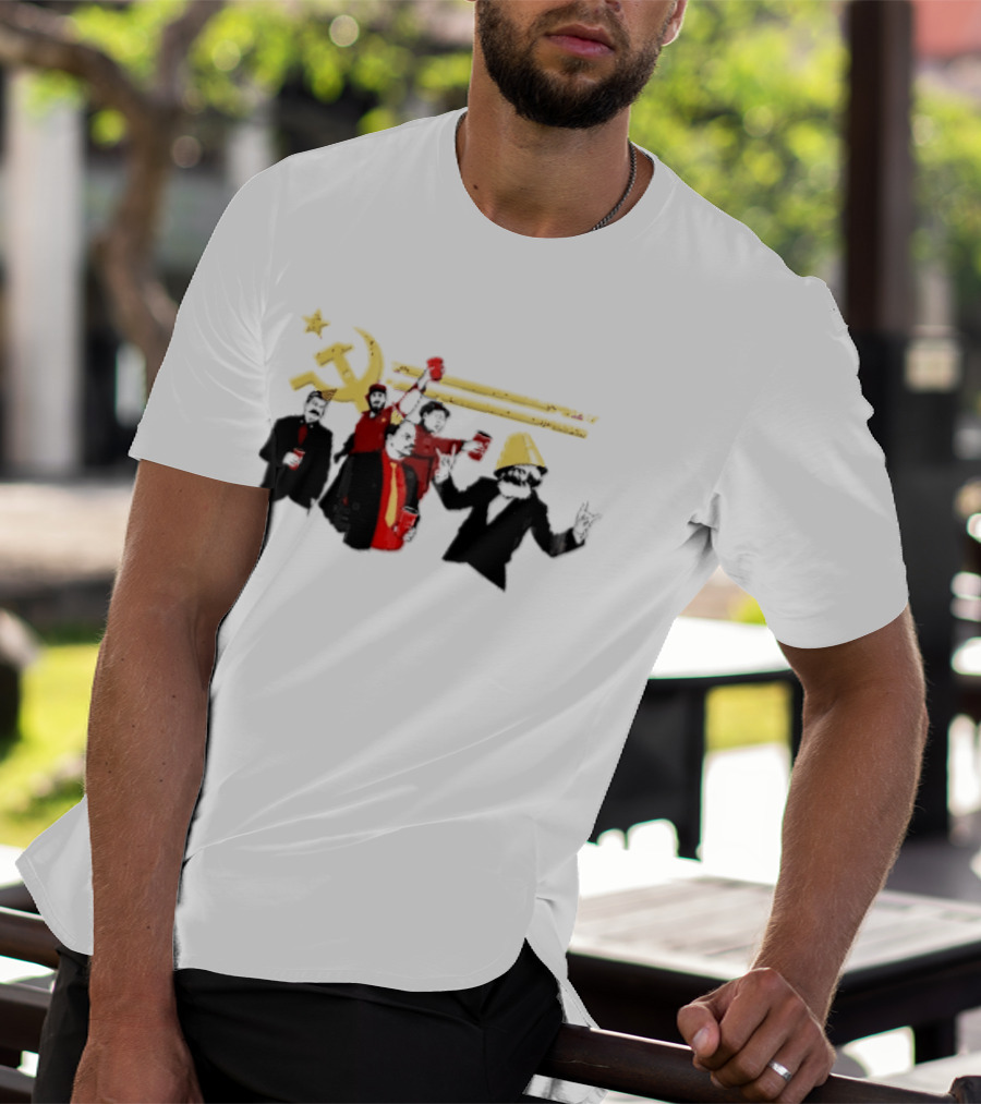 Communist Leaders Party Hammer Sickle Red Cups Star T-Shirt