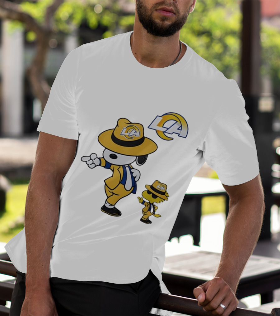 Los Angeles Rams Snoopy Woodstock LA Collaboration Dancing T-Shirt