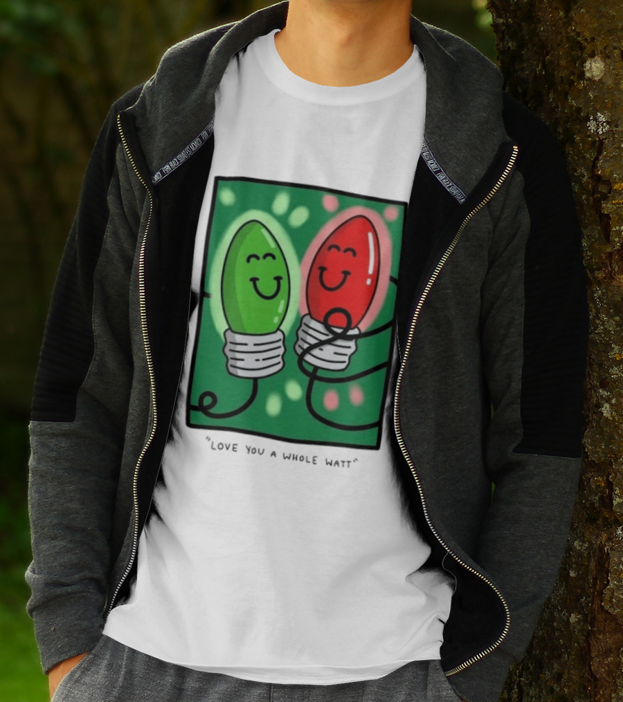Love You A Whole Watt Christmas Light Bulb Couple T-Shirt