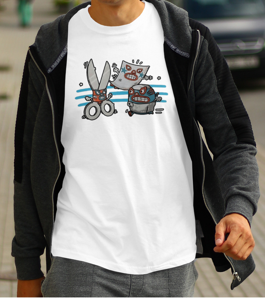 Lucha Libre Rock Paper Scissors Game Luchador Battle Characters T-Shirt