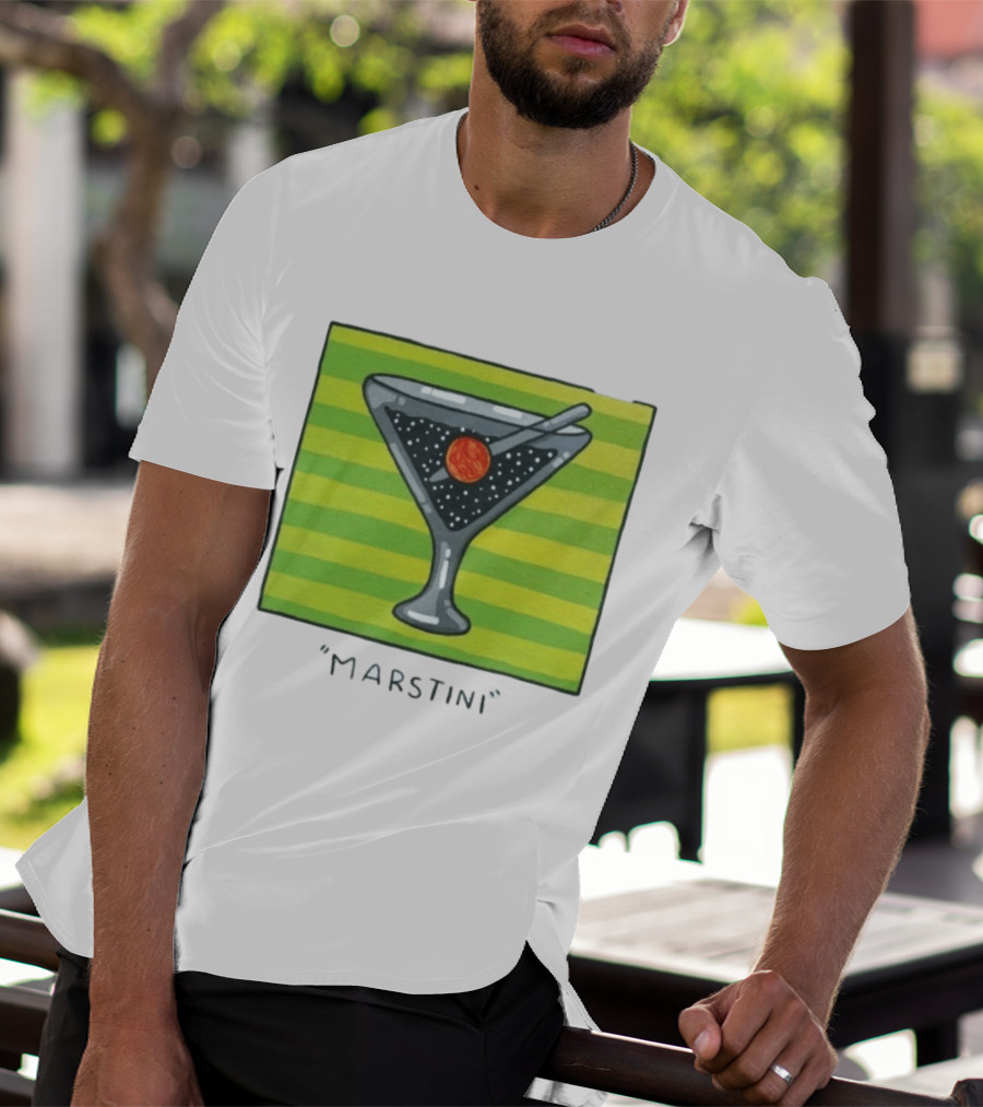 Marstini Planet Martini Cocktail Mars Space Themed Drink T-Shirt