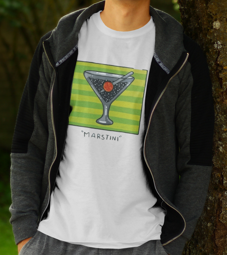 Marstini Planet Martini Cocktail Mars Space Themed Drink T-Shirt