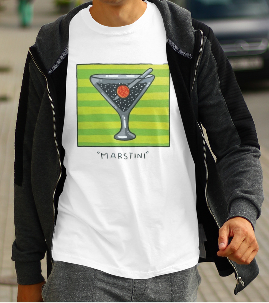 Marstini Planet Martini Cocktail Mars Space Themed Drink T-Shirt