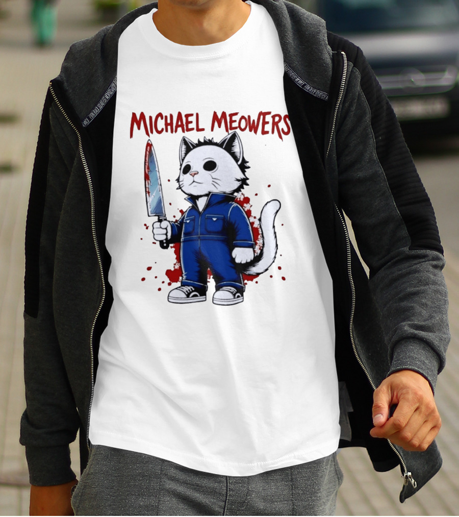 Michael Meowers Halloween Slasher Cat With Knife T-Shirt