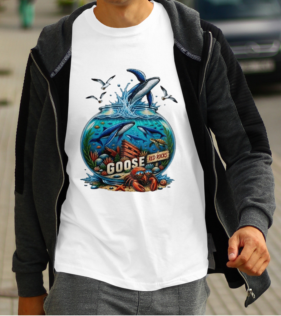 Goose Red Rocks Aquarium Whale Ocean Life Jam Band T-Shirt