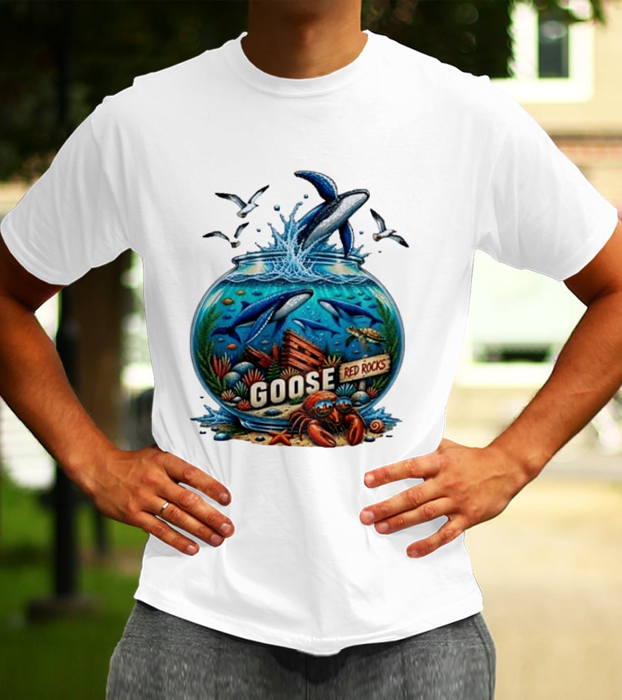 Goose Red Rocks Aquarium Whale Ocean Life Jam Band T-Shirt