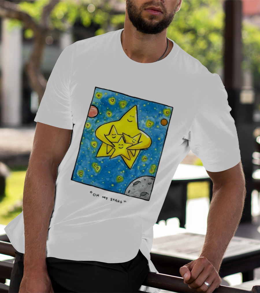 Oh My Stars Family Of Stars Celestial Background With Planets And Hearts T-Shirt