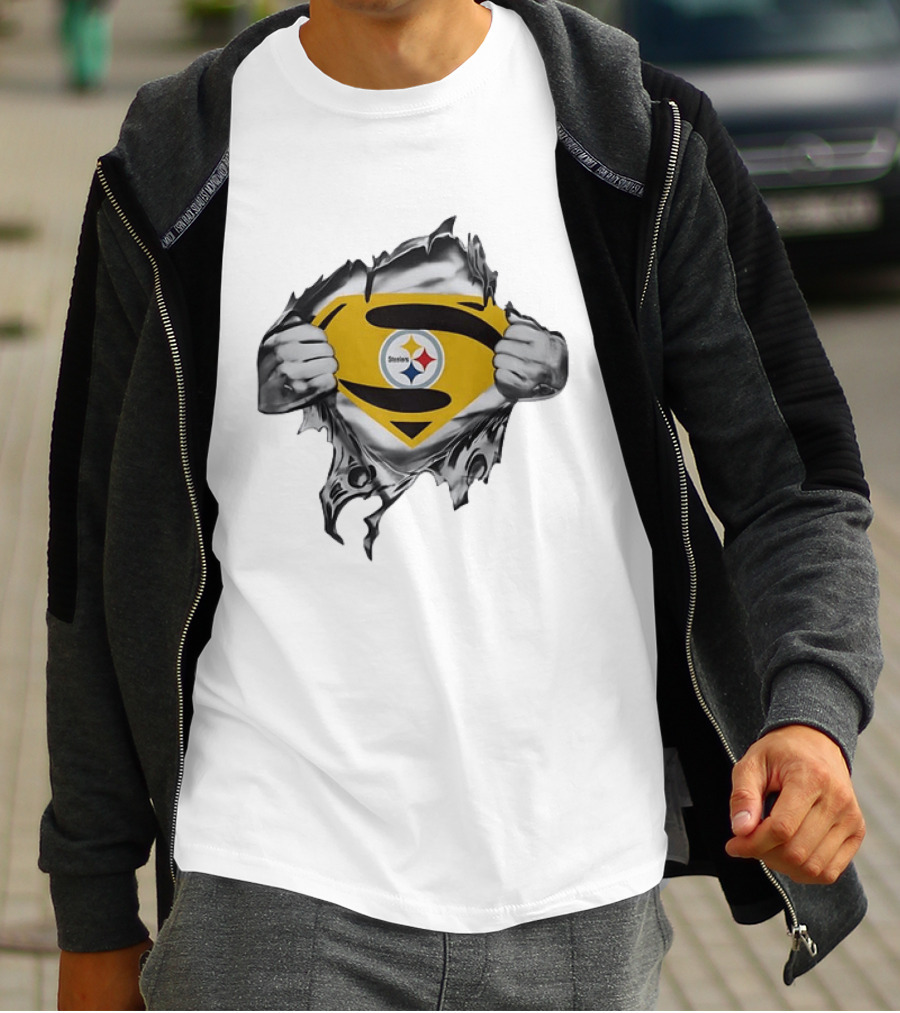 Pittsburgh Steelers Superman Chest Rip T-Shirt