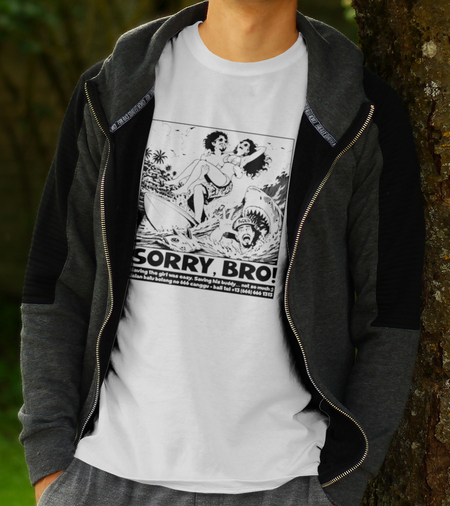 Sorry Bro Saving The Girl Was Easy Saving His Buddy Not So Much Vintage Comic Style Rescue Scene T-Shirt