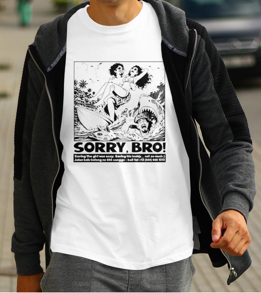 Sorry Bro Saving The Girl Was Easy Saving His Buddy Not So Much Vintage Comic Style Rescue Scene T-Shirt