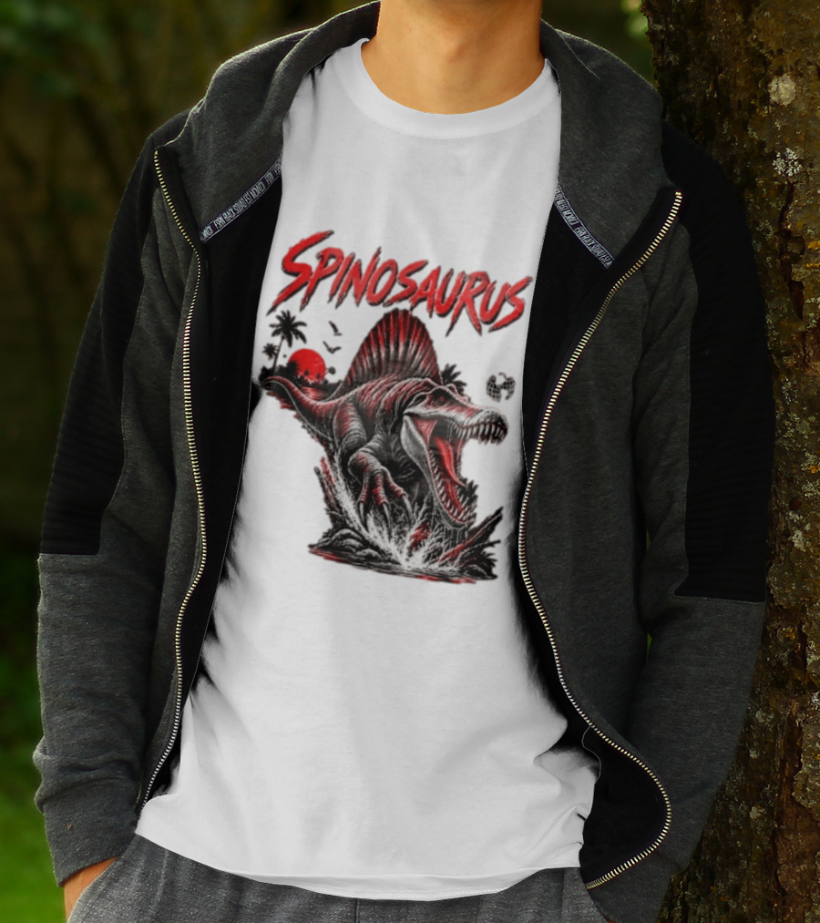Spinosaurus Late Cretaceous 112 93 Million Years Ago Apex Predator Dinosaur Tropical Scene T-Shirt