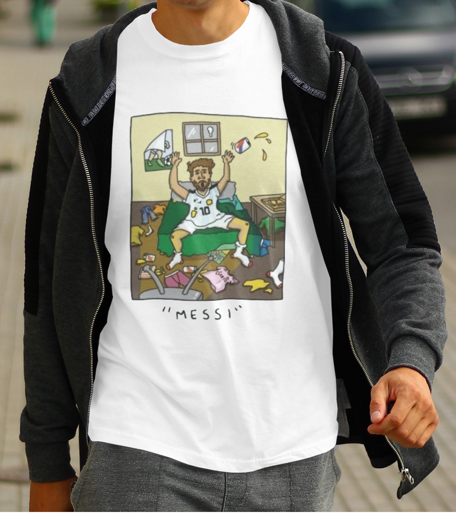 Lionel Messi Argentina Football Cartoon Messy Room T-Shirt