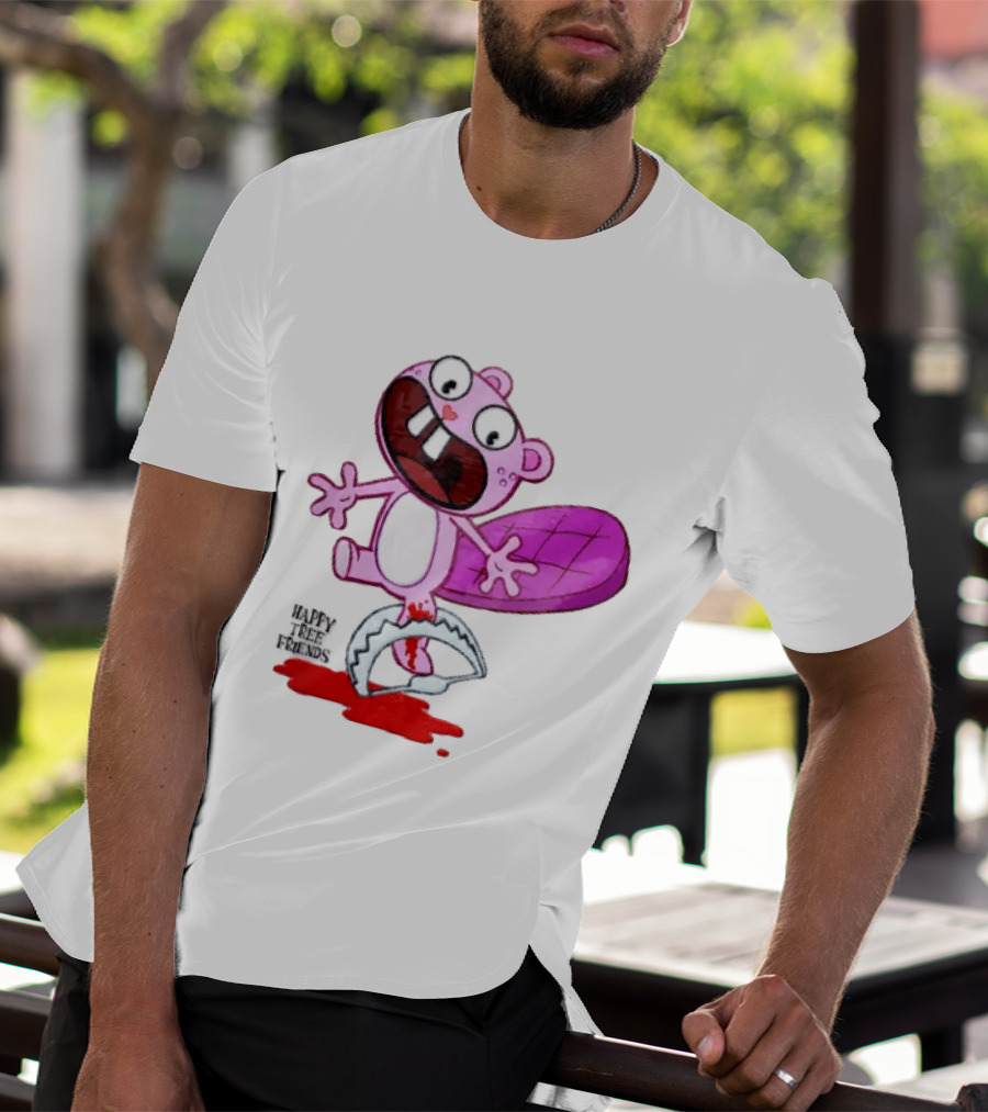 Toothy Happy Tree Friends Cartoon Beaver Stuck In Bear Trap T-Shirt