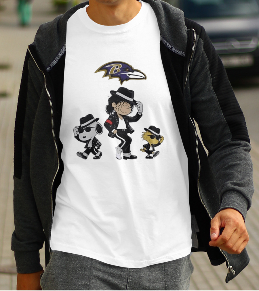 Baltimore Ravens Snoopy Charlie Brown Woodstock Pop Rock Dance T-Shirt