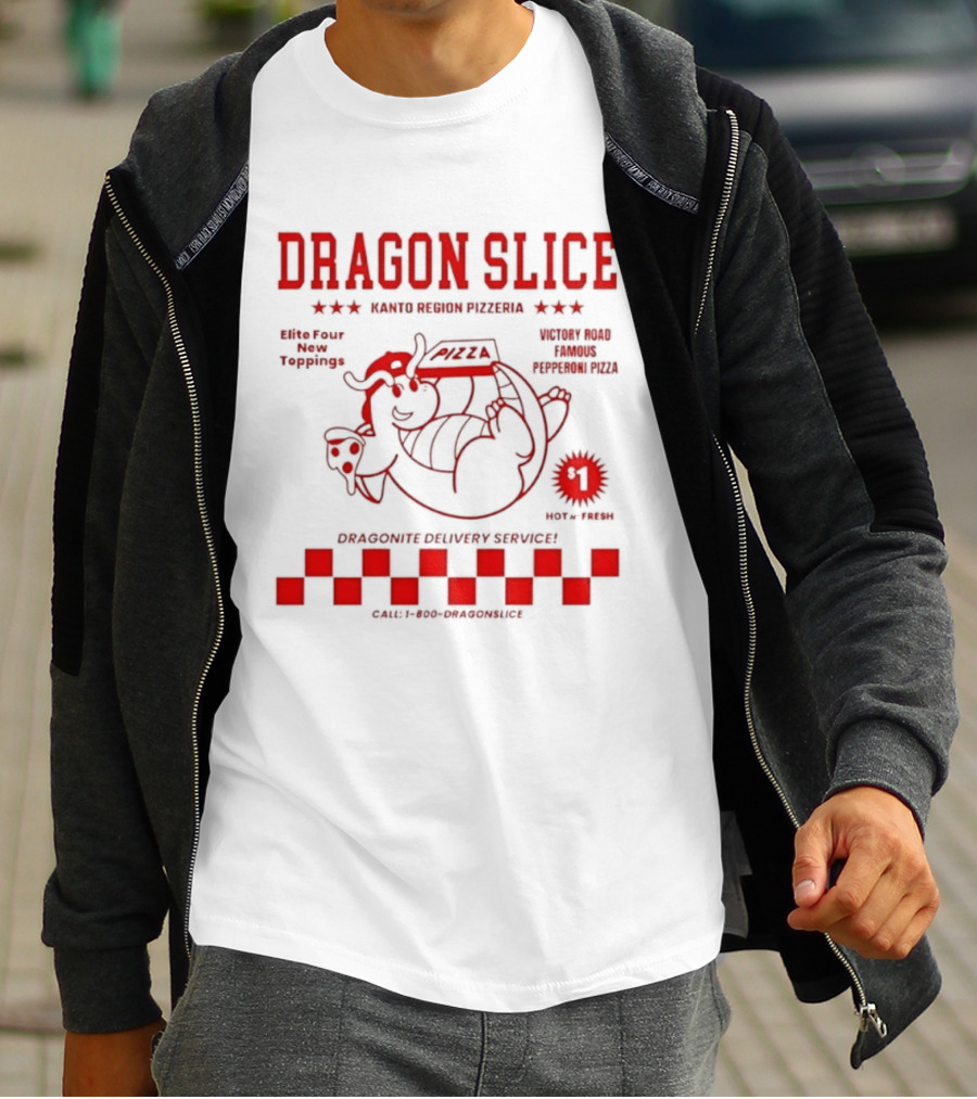 Dragon Slice Kanto Region Pizzeria Dragonite Delivery Service Number One Pokechef T-Shirt