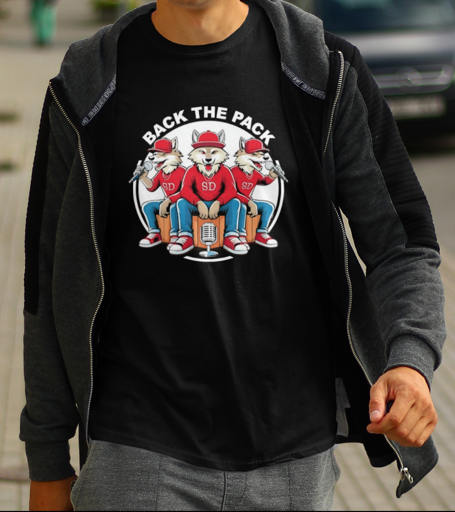 Back The Pack SD Wolf Rap Crew Hip Hop Trio Performance T-Shirt