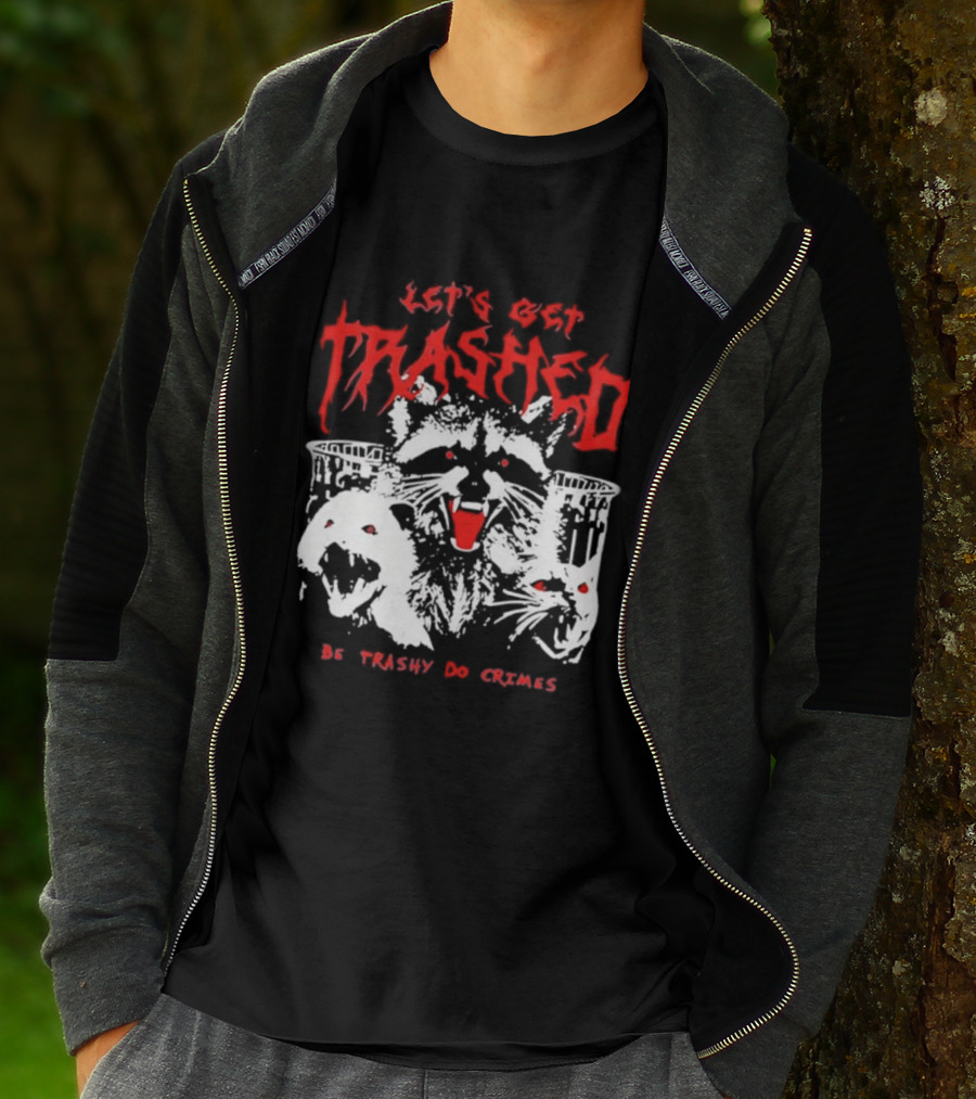 Let's Get Trashed Raccoon Opossum Cat Be Trashy Do Crimes T-Shirt