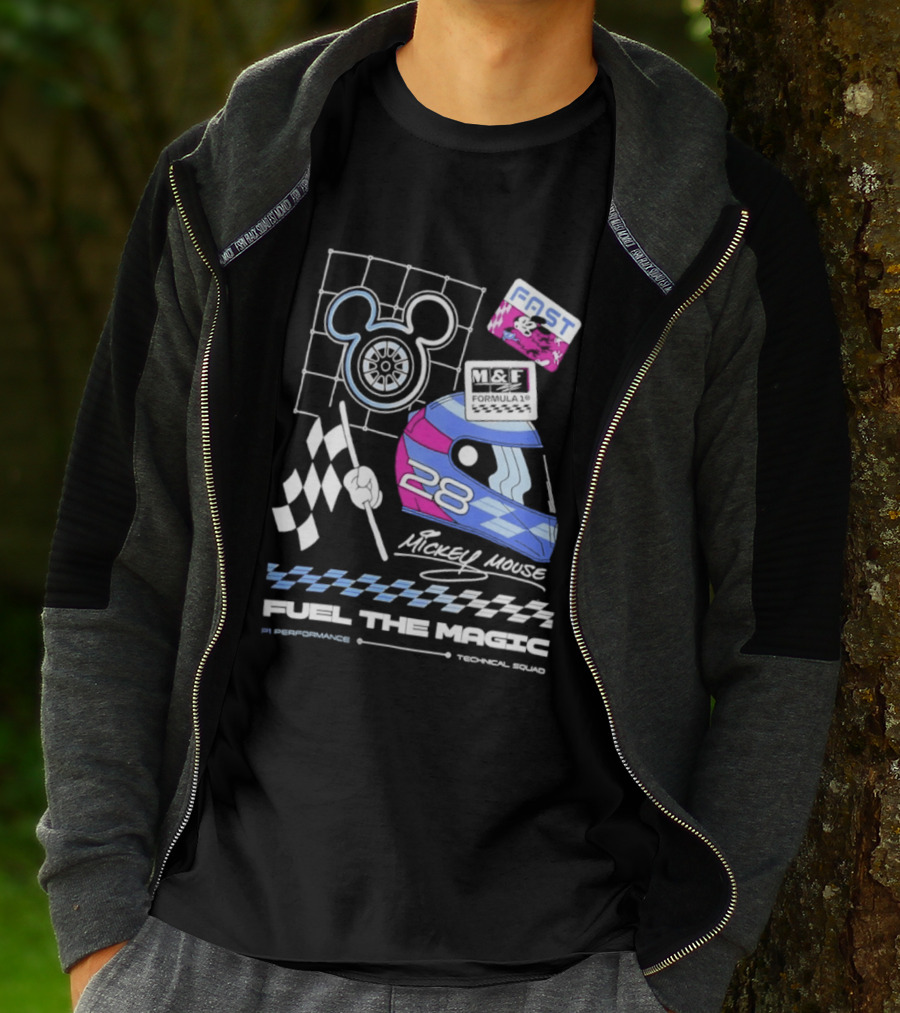 Mickey Mouse Fast Formula 1 Racing Helmet Fuel The Magic P1 Performance T-Shirt