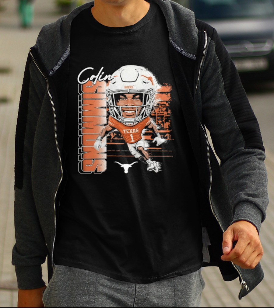 Colin Simmons Texas Longhorns Football Player Number 1 Distressed T-Shirt