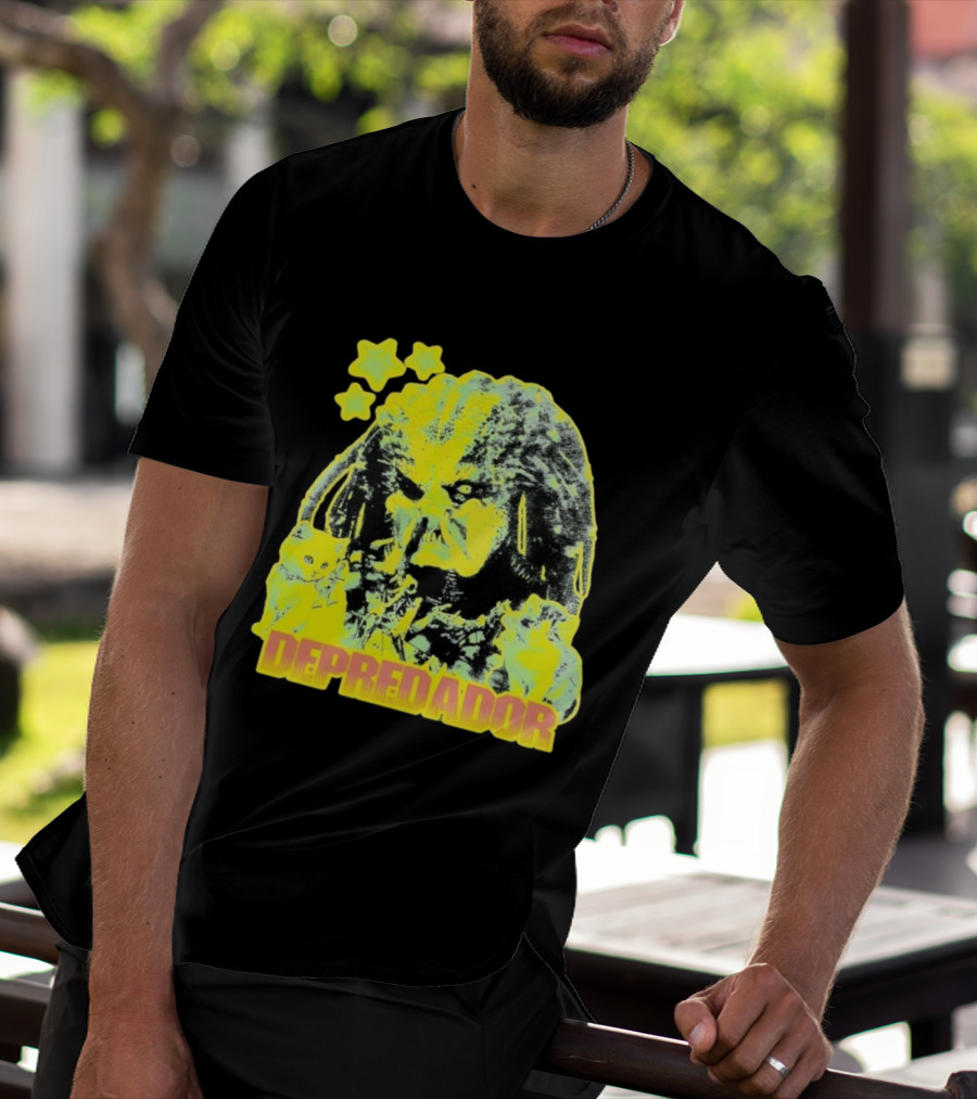 Depredador Predator Sci Fi With Kittens And Stars T-Shirt