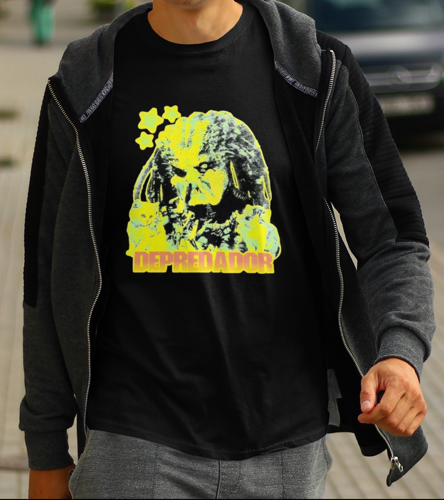 Depredador Predator Sci Fi With Kittens And Stars T-Shirt