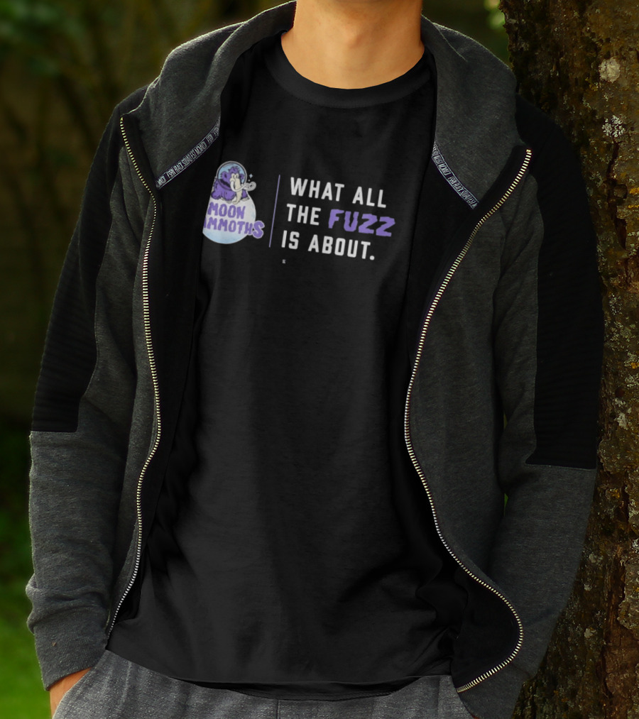 Moon Mammoths What All The Fuzz Is About Fuzzy Mammoth On Moon T-Shirt