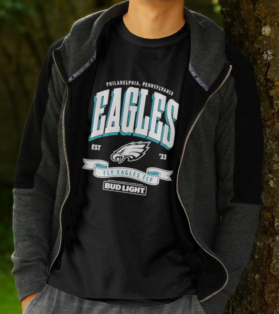 Philadelphia Pennsylvania Eagles Fly Eagles Fly Bud Light Est 1933 T-Shirt