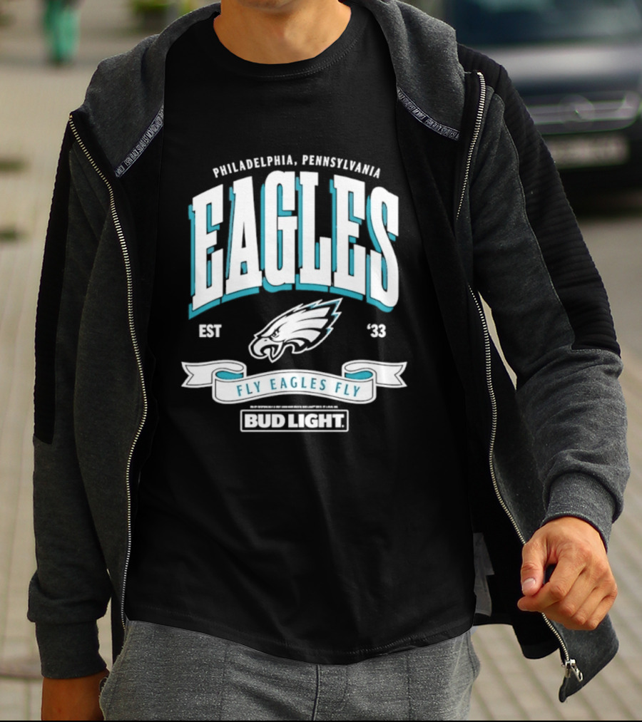 Philadelphia Pennsylvania Eagles Fly Eagles Fly Bud Light Est 1933 T-Shirt