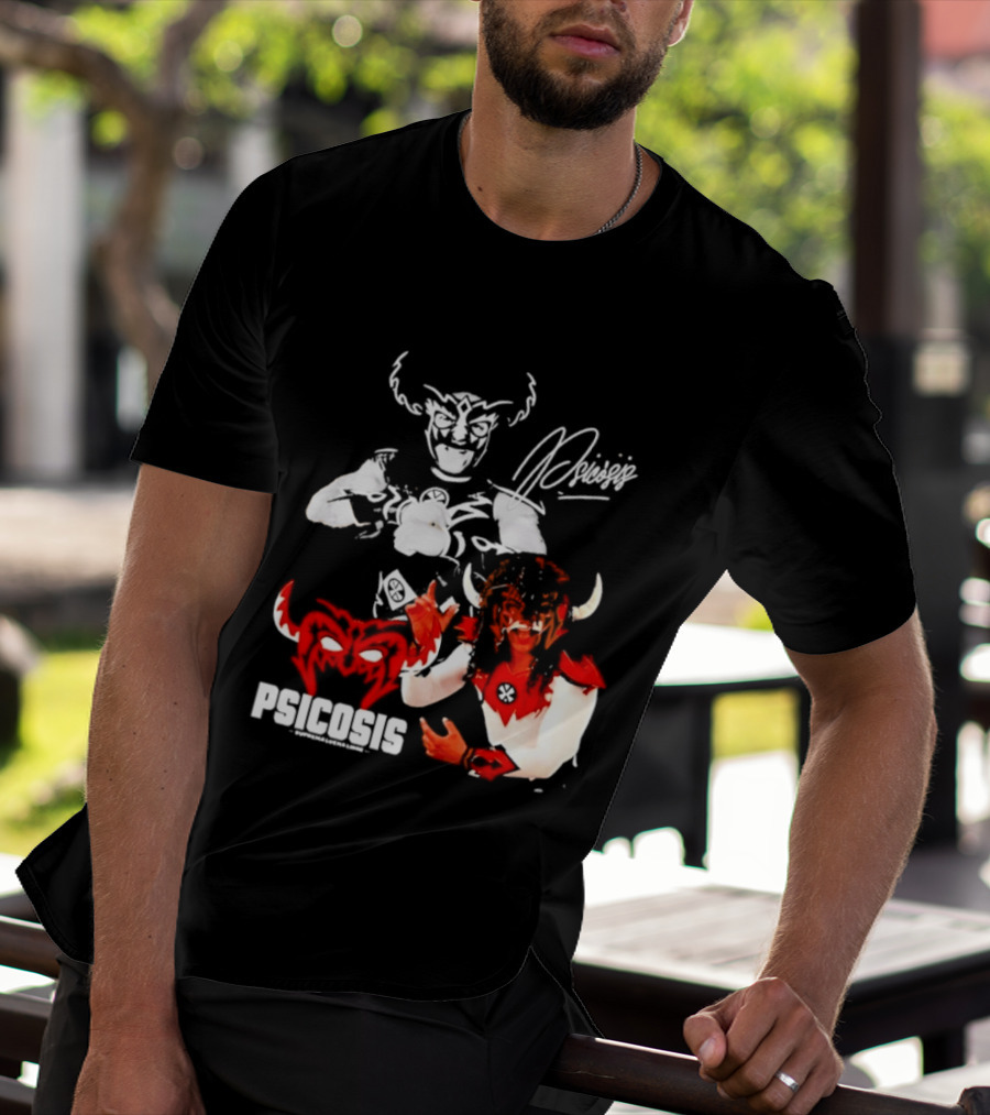 Psicosis Suprema Lucha Libre Wrestling Demon Mask Signature T-Shirt