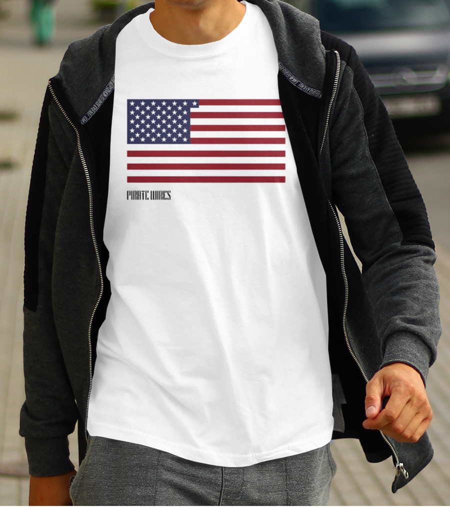 Pirate Wires 1776 American Flag Lunar Position Relative To Earth T-Shirt