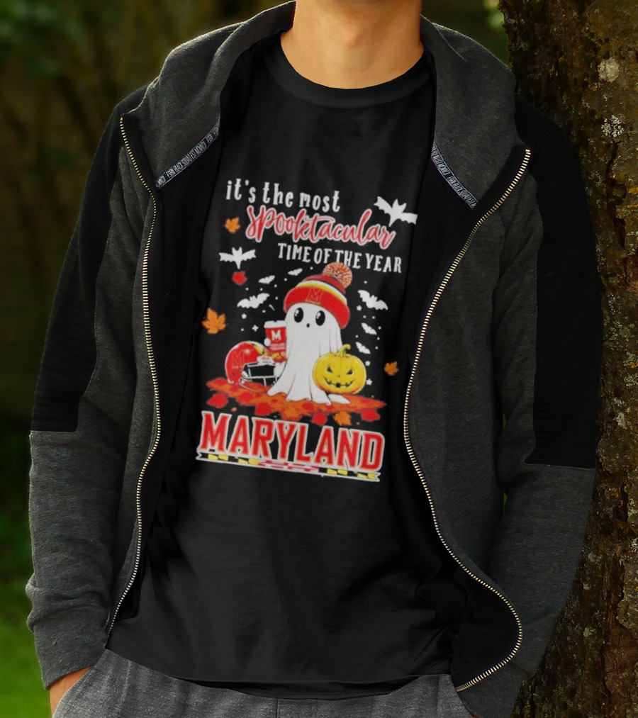 Maryland Terrapins Halloween 2026 Most Spooktacular Time Of The Year Ghost T-Shirt