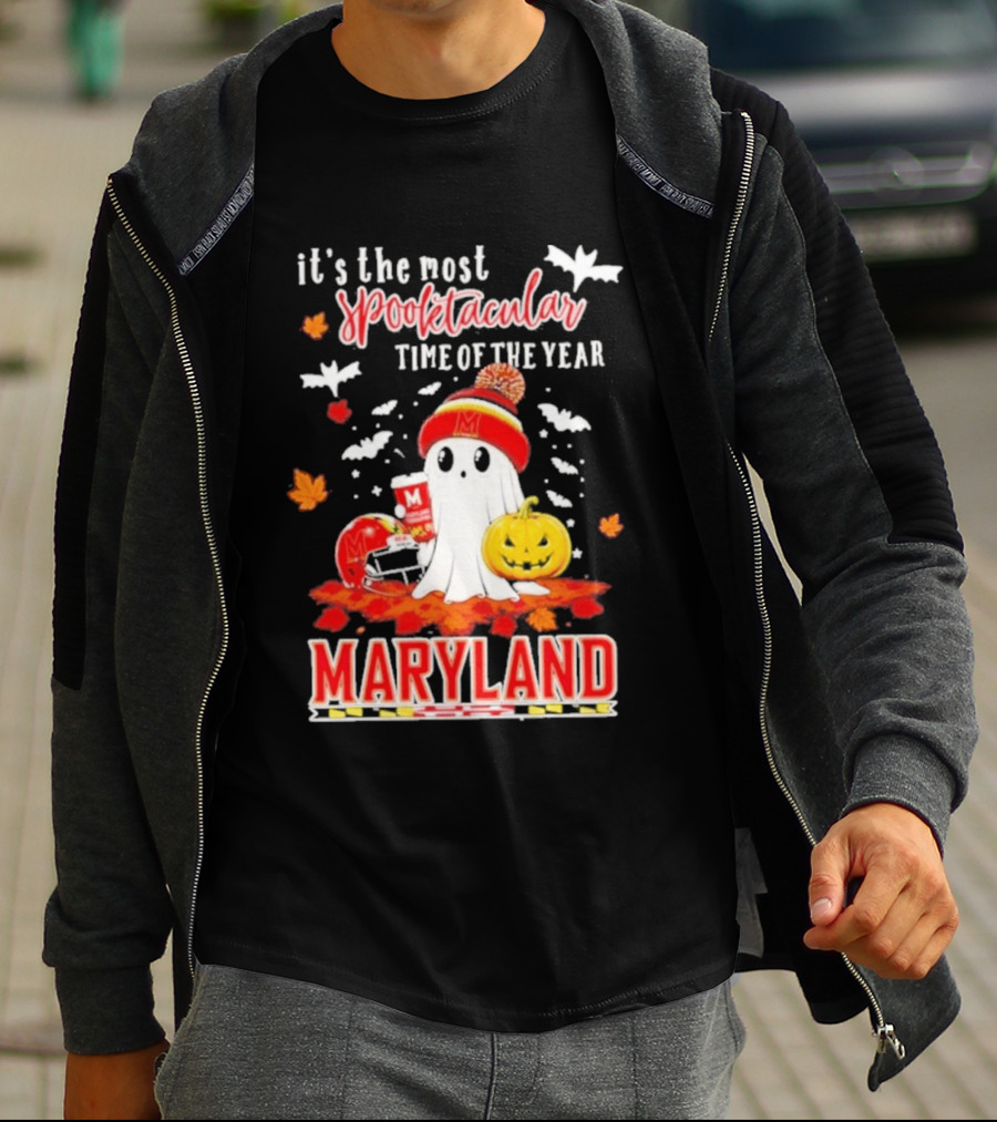 Maryland Terrapins Halloween 2026 Most Spooktacular Time Of The Year Ghost T-Shirt